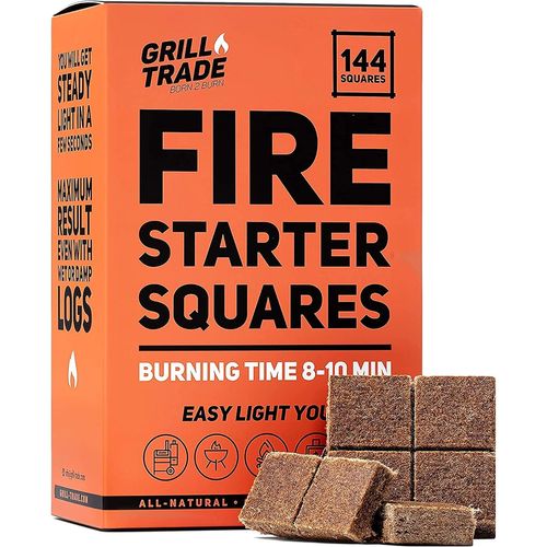 ASFASFq-Allume-Barbecue briquets 144 pcs, pour Barbecue, feu de Camping, poêle à Bois, pellets, cheminée - Le Meilleur Accessoire pour Barbecue - 100% Naturel
