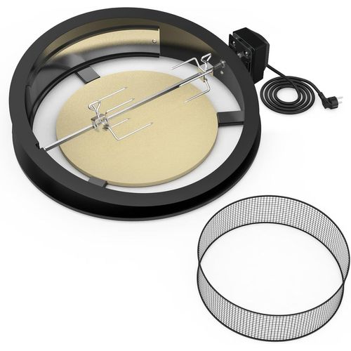 ASFASFq-Tourne Broche Barbecue Kit avec D'anneaux à Pizza pour Weber 57 cm Kettle Charcoal Grill, pour Rôtir du Poulet et Cuire des Pizzas, avec Moteur, Anneau à Charbon de Bois, Pierre à Pizza