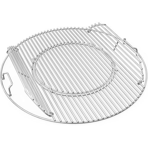 ASFASFq-Grille Barbecue, Ø 54,5 cm, Grille de Cuisson avec Poignée, INOX, Double Ouverture, Grille Amovible pour Pierres à Pizza, Poêle à Frire, pour Weber 57 cm Barbecue à Charbon de Bois