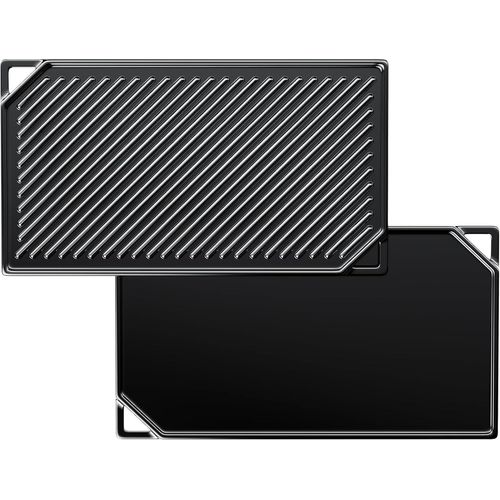 ASFASFq-Plaque de cuisson en fonte - 42 x 24 cm - Antiadhésive - Réversible - Pour barbecue à gaz, four, barbecue d'extérieur ou feu de camp