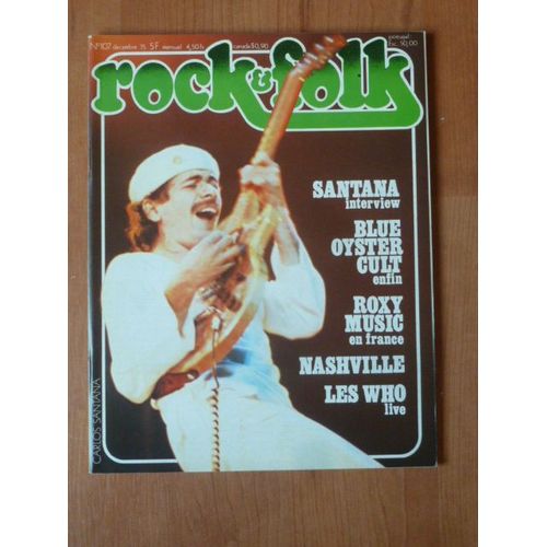 Rock And Folk N°107 De Decembre 1975 - Santana - Blue Oyster Cult - Roxy Music - Who