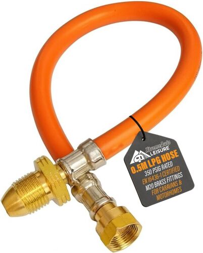Ulteronixshop-Tuyau de 0,5 m LPG Pigtail orange - Adaptateur Gaz Connecteur de gaz propane haute pression pour caravane et camping-car - Raccords M20 - Certifié EN 16436-1