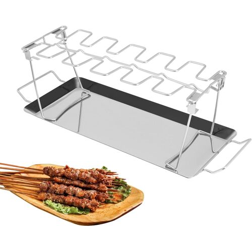 Ulteronixshop-Support de jambe de poulet grillé en acier inoxydable avec plaque de cuisson, barbecue pliable pratique, pour l'extérieur, le camping