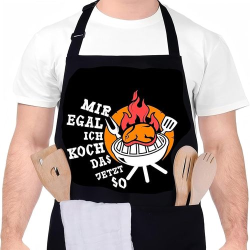 KAL-Tablier De Barbecue Pour Homme, Cadeaux Amusants Pour Papa, Grand-Père, Tablier De Cuisine, Tablier De Barbecue Pour Homme, Idée De Cadeau, Avec Inscription « Ich Egal Ich Kocht Das Jetzt So