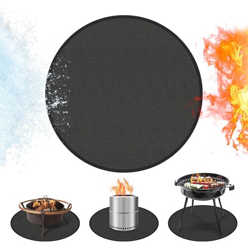 Ulteronixshop-Tapis de barbecue ignifuge de 96,5 cm pour barbecue extérieur, protection de terrasse, tapis de cuisson rond pour brasero sous le foyer, tapis résistant à la chaleur, tapis d'herbe, bar