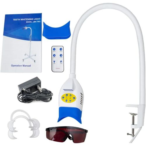 Asfasfq-Lampe De Blanchiment Des Dents, Compteur De Blanchiment Des Dents De Bureau À Lumière Froide À 6 Led, Télécommande À 3 Rubans À Lumière Bleue/Rouge/Violette, 220v Eu Blanc