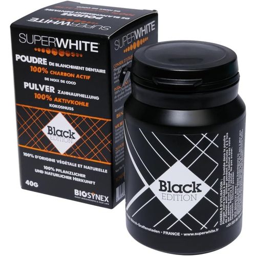 Kalanka-- Biosynex - Poudre De Blanchiment Dentaire Au Charbon Actif - Poudre Blancheur Végétale À Base De Noix De Coco - 100% Naturelle - 40g Blanc