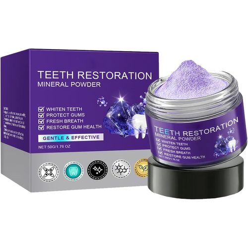Asfasfq-Poudre De Blanchiment Des Dents,Poudre Minérale De Restauration Dentaire,Nettoyage Cosmétique Des Dents,Blanchiment Des Dents En Poudre De Charbon Actif,50g,1pc Blanc