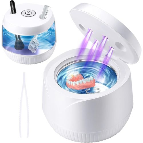 Asfasfq-Nettoyeur Ultrasonique Uv Pour Prothèses Dentaires Aligneurs Gouttières De Blanchiment Tête De 45 Khz 200ml Machine À Nettoyer Les Bijoux Pour Tous Les Appareils Dentaires (A-Blanc) Blanc
