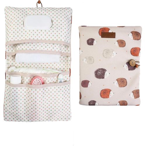 Kalanka-Sac A Couche De Bebe Sac A Langer Pour À Cosmétiques 2in1 Lingettes & Accessories Petit Pochette Parfait Comme Trousse De Soin De Voyage Pratique Pour De Bebe (Urchin)