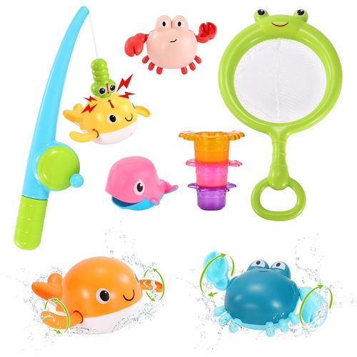KAL-Jouet De Bain Bébé, 10 Pièces Jeu De Pêche Magnétique Avec Filet, Jouets Flottants Jeux Éducatif Cadeaux Pour Tout-Petits Enfants Garçons Et Filles 2 3 4 5 6+ Ans