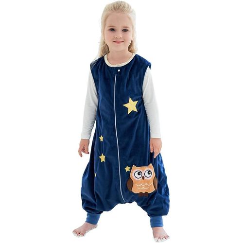 Tianyi-Gigoteuses Bébé Fille Garçon Avec Des Pieds Hiver Automne Pyjama, Bleu Foncé, 5-6 Ans,L