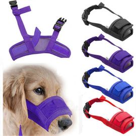 1 X Masque Réglable Pour Chien, Muselière En Maille Pour Aboiements Et Morsures, Pour Toilettage Et Arrêt De Mastication, Circonférence De La Bouche Hfmqv-L : 18-24 Cm, Bleu