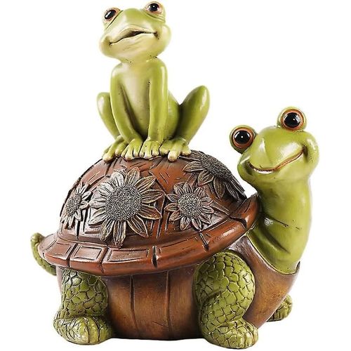 Statue De Jardin Statue De Tortue Jolie Grenouille Sur Le Dos De La Tortue Sculpture Animal Jardin Art Décorations Résine