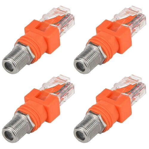 Lot de 4 adaptateurs RF F femelle vers RJ45 mâle coaxial vers Ethernet
