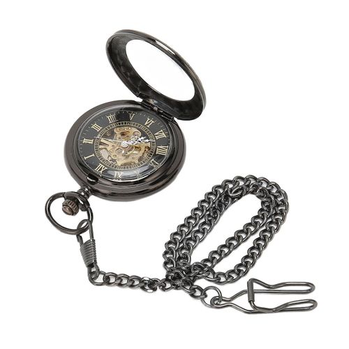 Montre De Poche Mécanique Vintage À Double Boîtier, Remontage Manuel, Squelette, Avec Chaîne