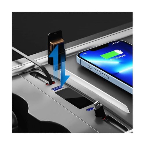 Station d'accueil télescopique USB pour console centrale Model 3 Y 2021-2023, chargement rapide, double type