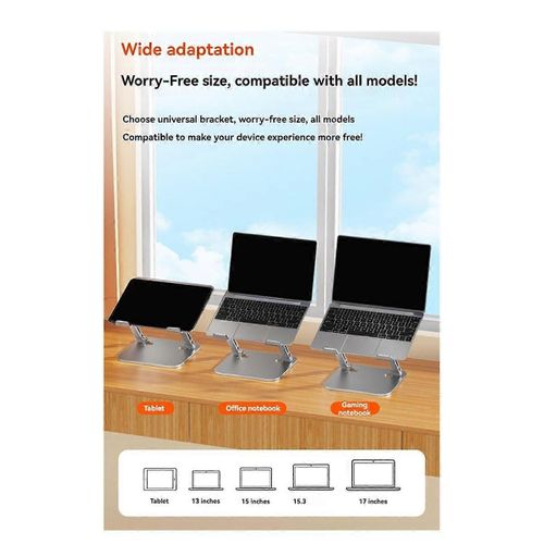 Support réglable en alliage d'aluminium pour tablettes et ordinateurs portables jusqu'à 17 pouces, support de refroidissement pliable portable