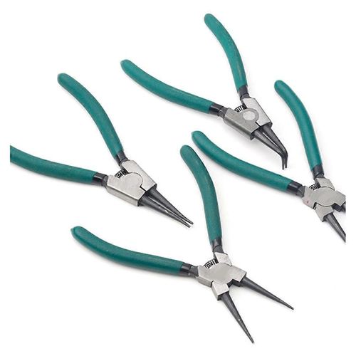 Jeu de 4 pinces à circlips, 17,8 cm, à mâchoires droites/courbées, robustes et de précision, à ressort