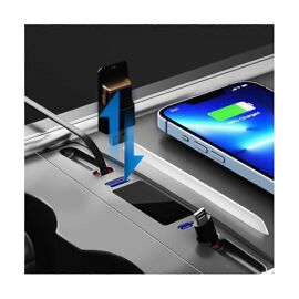 Station d'accueil télescopique USB pour console centrale Model 3 Y 2021-2023, charge rapide Type-C 18 W