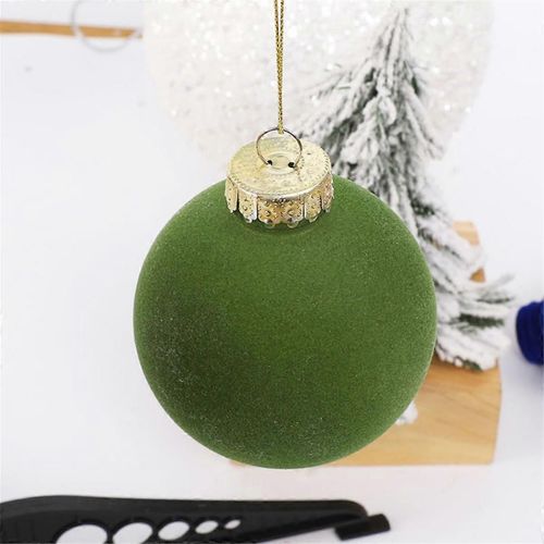 Lot de 12 boules de Noël en velours floquées, en plastique incassable, à suspendre