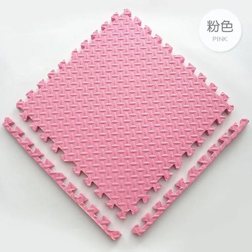 16 Pièces 30*30 Cm Sport Tapis De Gymnastique Protection Eva Feuille Grain Tapis De Sol Yoga Fitness Antidérapant Épissage Tapis Épaissir Choc Salle Entraînement-Pink-16pcs