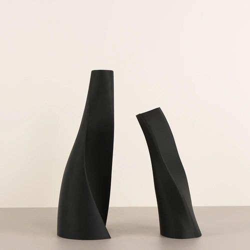 1 ensemble de Vases créatifs torsadés en forme,Options multicolores (blanc/Orange/noir/bleu),adaptés aux fleurs séchées,créer un artistique-Black-