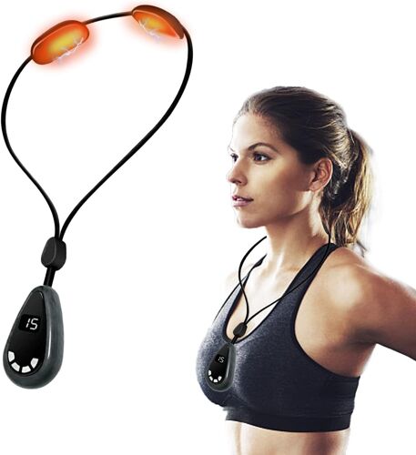 Massage Lymphatique Cou, Points D'acupuncture Du Masseur Cervical Ems, 6 Modes 15 Niveaux D'intensité Massage Cou Portable Avec Fonction Chauffante Pour Maison, Bureau Et Les Voyages