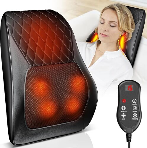 Masseur Cervical Avec Coussin Chauffant,Masseur Dos Et Cervicales En 3d Appareil De Massage Avec 3 Vitesses Réglables,3 Modes Pour Soulage Les Tensions Du Cou,Des Épaules Et Du Dos