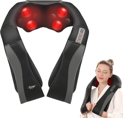 Électrique Masseur Cervical Pour Dos Et Cou Avec Chauffage, Appareil Massage Avec Rouleaux De Massage À Shiatsu 3d Rotation & Vitesse Réglable, Cadeaux Pour Maman, Papa, Amis