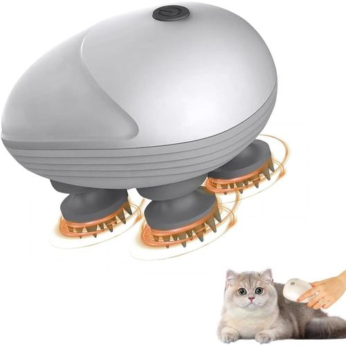 Masseur De Tête Électrique,Masseur De Cuir Chevelu Portable,Masseur Main Sans Fil Avec 4 Têtes Pétrissage,Masseur Chat Étanche Ipx7 Pour Massage Complet Corps Croissance Poils Corps Chien