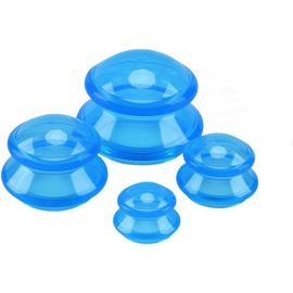 Ventouses En Silicone, Lot De 4 Ventouses En Silicone Anti-Cellulite - Appareil De Massage Pour Le Corps - Kit De Massage Sous Vide - Anti-Âge - Pour Le Visage Et Tout Le Corps (Bleu)