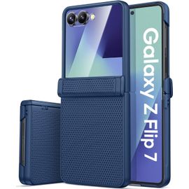 Coque Pour Samsung Galaxy Z Flip 7 Avec Protection Robuste De La Charnière, Protection Extérieure De L'écran, Texture Antidérapante, Antichoc Silicone Cover Pour Galaxy Z Flip 7 5g 2025, Bleu