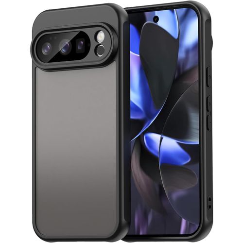 Coque Pour Google Pixel 10 Pro, Dur Pc Housse Arrière + Élastique Douce Tpu Silicone, Housse Arrière Translucide Mat De Protection, Antichoc, Anti-Dérapante, Noir.