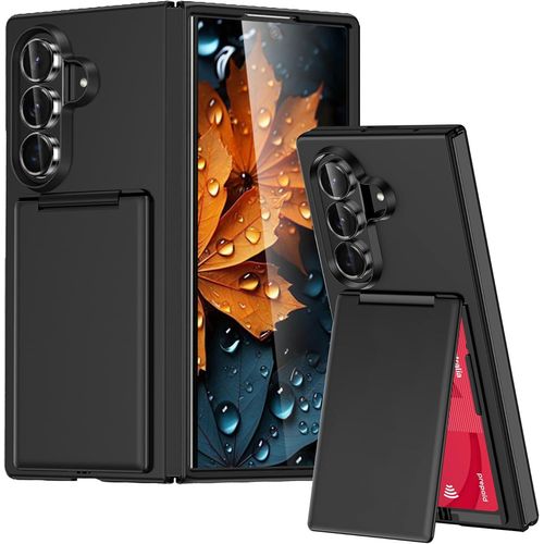 Coque Pour Samsung Galaxy Z Fold 7 Avec Porte-Carte, Luxe Fine Et Rigide En Pc Antichoc Et Anti-Rayures Housse Pour Samsung Z Fold 7, Étui Pliable Avec Support, Noir