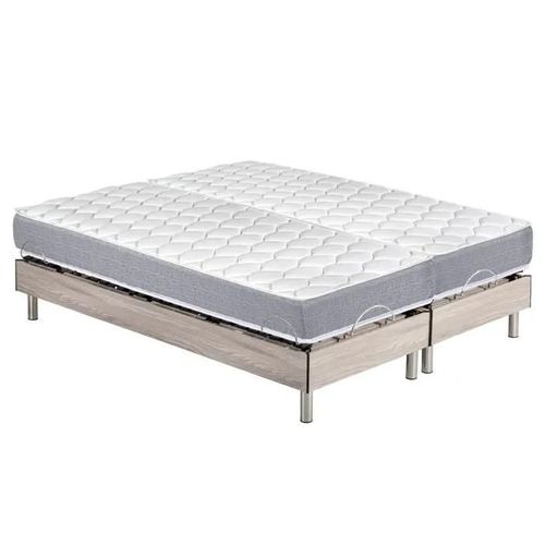 Ensemble relaxation S73+Matelas mousse Wave - 5 zones - 2x80x200 - Chêne clair