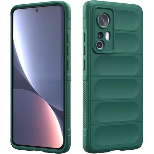Coque En Silicone Compatible Avec Xiaomi 12, Étui Protection Antichoc, Housse Avec Protege De Camera, Doublure Douce En Tissu Microfibre Protection Complète (Vert Foncé)