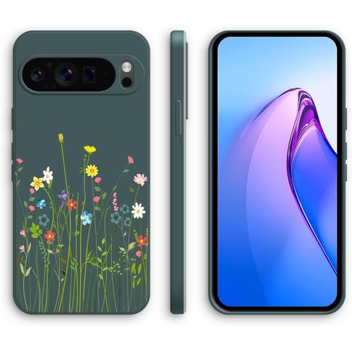 Coque Pour Google Pixel 10 Pro/Pixel 10 Avec Motif Mignon, Étui Silicone Souple Antichoc - Flowers, Green
