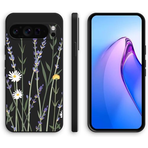 Coque Pour Google Pixel 10 Pro Xl Avec Motif Mignon, Étui Silicone Souple Antichoc - Lavender, Black