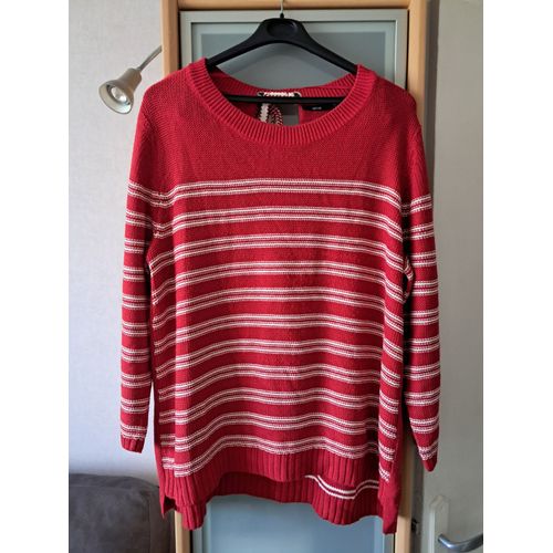 Pull Neuf Taille 50-52 Rouge Rayé Blanc Kiabi