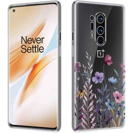 Antichoc Coque Pour Oneplus 8 Pro,Housse Étui En Transparent Tpu Avec Motif De Fleurs Peintes,Ultra Mince Silicone Phone Protection Case Cover-4