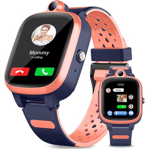Montre Connectée 4G pour Enfants,Tracker GPS,Téléphone,WiFi,Localisation en Temps Réel,Appel Vidéo et Message,SOS,Podomètre,Clôture Électronique,Montre GPS Anti-Perte pour Enfants,Bleu