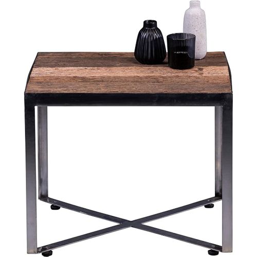 Salo1 Salo 1 Table Basse En Bois Marron Foncé Chromé 50x40x50 Cm
