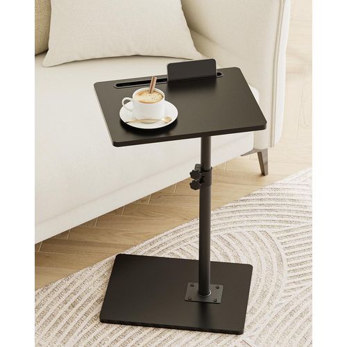 Table D'appoint En Forme De C,Rotative À 360°,Petite Table Basse,Réglable En Hauteur,40x30x(45-81) Cm,Table Basse En Bois Pour Chambre À Coucher,Salon,Bureau (Noir)