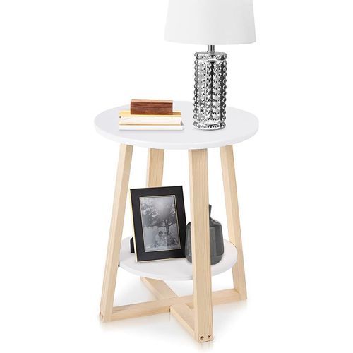 Table Basse Ronde Multifonctionnelle Avec 2 Étagères,Table Basse Table Basse Table Basse Table Basse Scandinave,Simple Et Moderne Avec Mdf Pour Salon,Chambre,Bureau 40x40x50,5 Cm