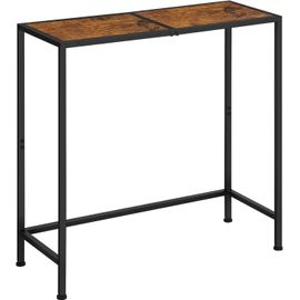 Table Console Longue,80x30x80 Cm,Table De Couloir,Table Basse,Table Console Étroite Avec Cadre En Métal Noir Pour Entrée,Salon,Marron Rustique