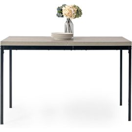 Table À Manger Rectangulaire En Bois Gris Scandinave De 120 Cm Avec Pieds En Métal Lourds,Convient Pour 4 À 6 Personnes À Manger,Restaurant,Appartement