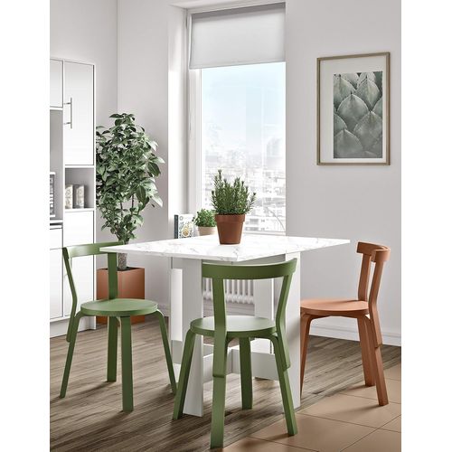 Papillon Table Pliante Blanc Et Effet Marbre 103/67/28x76x73,4 Cm