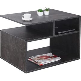 Table Basse Salon 69x50x50 Cm Wm095-Bg Table D'appoint Avec Rangement Gris Béton