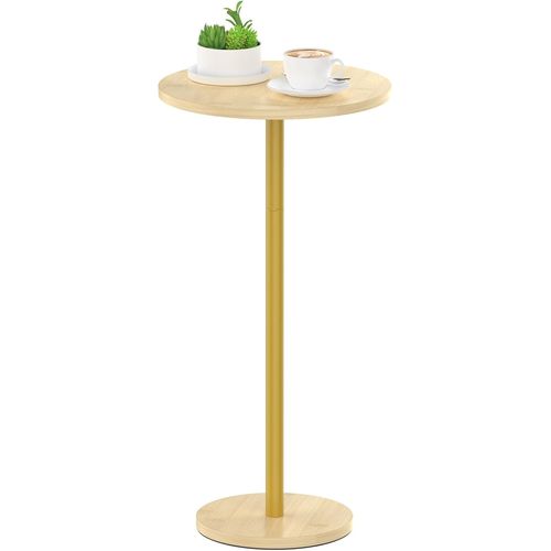 Table D'appoint Ronde Naturelle-Petite Table Avec Structure En Métal Et Plateau Mdf-Table De Chevet Ronde Pour Salon,Chambre À Coucher-Montage Rapide-Peu Encombrante Et Moderne